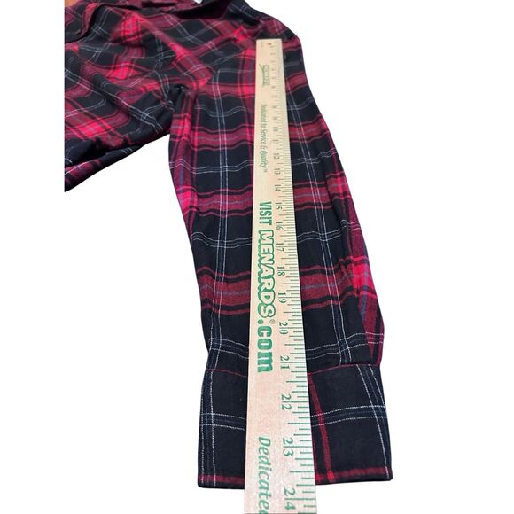 Terra & Sky Red Black Plaid Flannel Button Down Top Plus Size 0X 14W - Picture 9 of 11